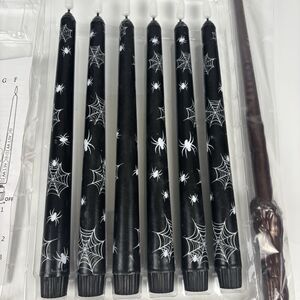 6pc LED Floating Taper Candles w/ Magic Wand Remote Halloween Spider Web Decor